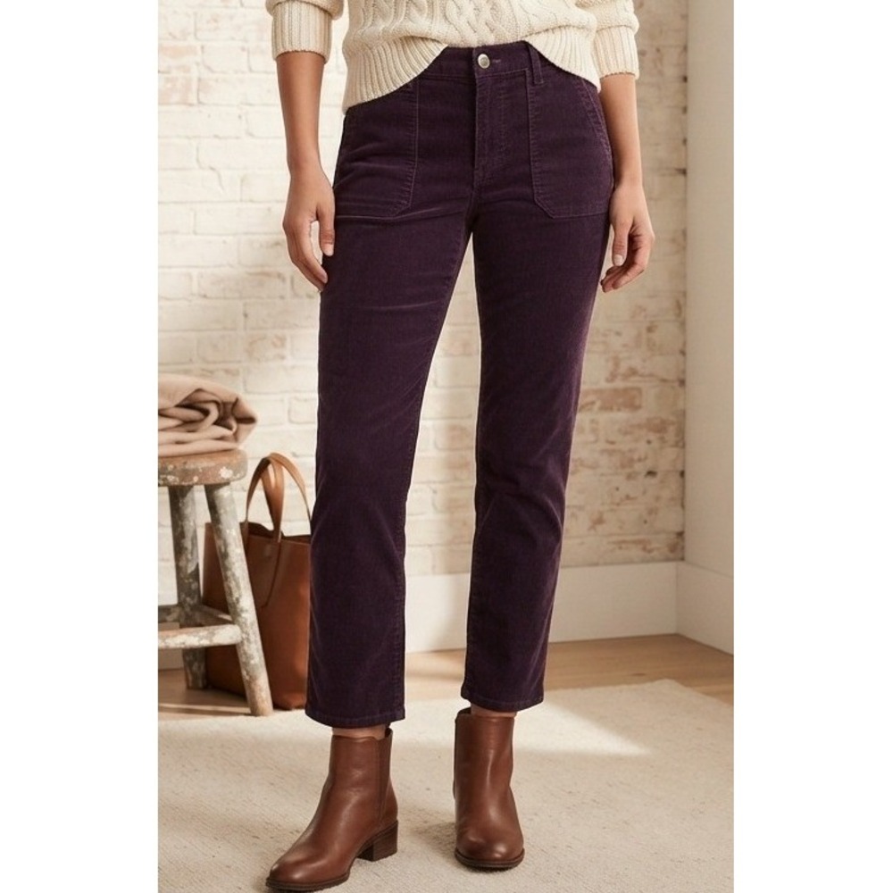 Gap Girlfriend Corduroy Pants Women's 10/30R Purple Cotton Tapered Stretch Y2K